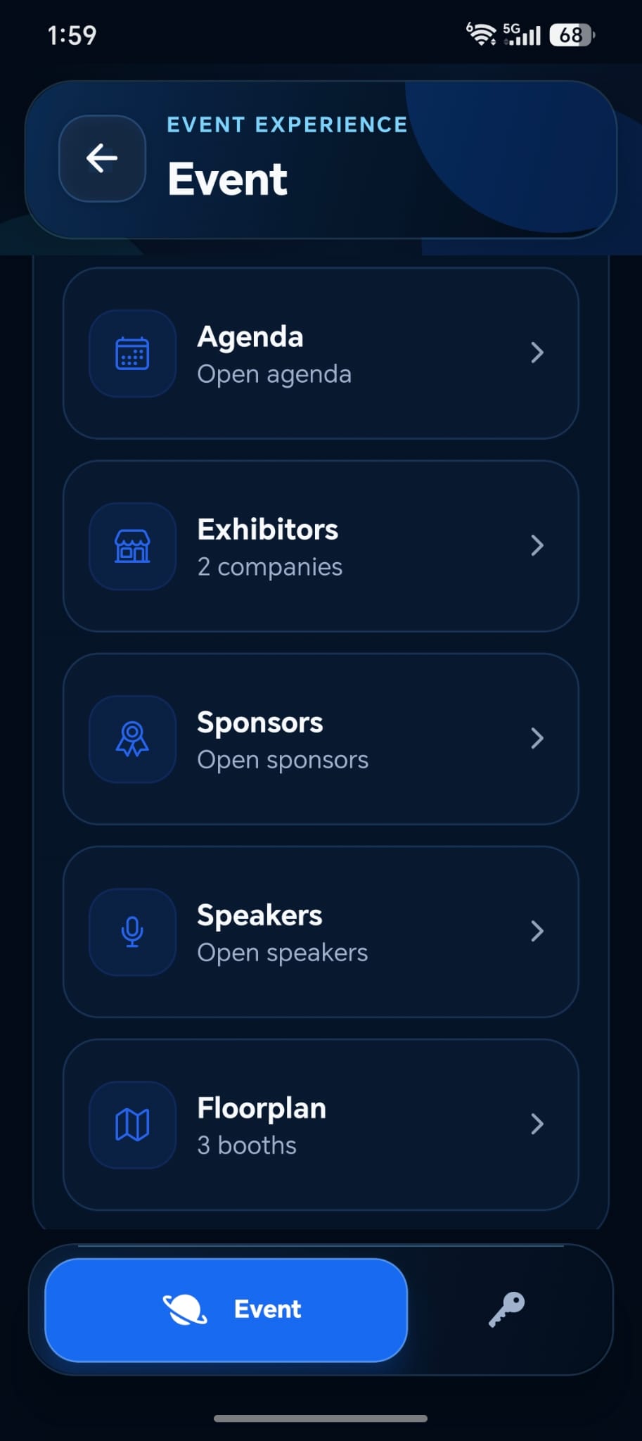 Smart Events mobile application event experience